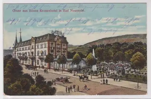 88762 Feldpost Ak Gruß aus Bonns Kronenhotel in Bad Neuenahr 1916