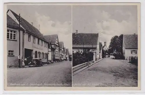 86437 Mehrbild AK Gasthaus von E. Engelhardt, Niederrotterbach Pfalz Kirch-Parti