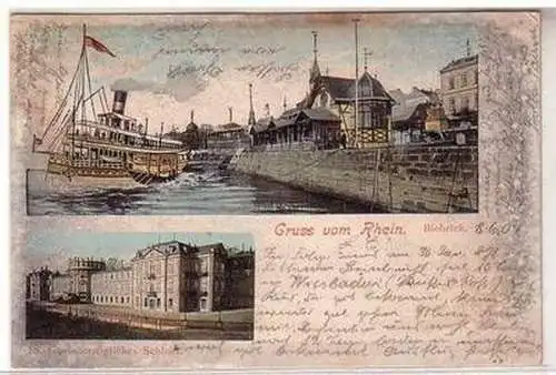 53798 Mehrbild Ak Gruß vom Rhein Biebrich und großherzogl. Schloss 1904