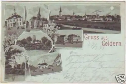 18810 Mondscheinkarte Gruss aus Geldern 1899