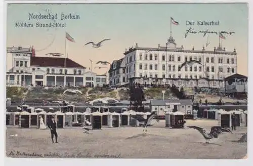 95165 AK Nordseebad Borkum Köhlers Strand-Hotel und Kaiserhof 1910