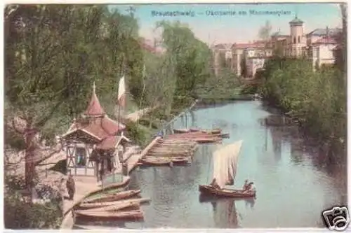 27853 Ak Braunschweig Okerpartie am Monumentplatz 1914