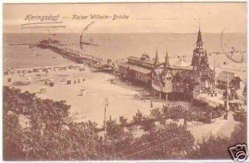 25661 Ak Heringsdorf Kaiser Wilhelm Brücke 1913