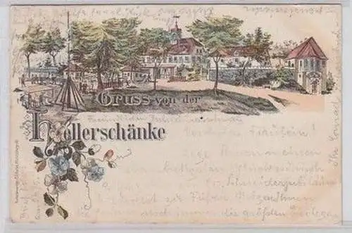 59332 Ak Lithographie Gruß von der Hellerschänke 1899