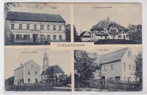 72425 AK Gruß aus Elbisbach - Gasthof, Kirche, Schule & Frauenschule Arvedshof