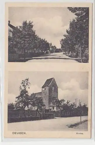 70661 Mehrbild Ak Deuben Strassenansicht und Kirche um 1925