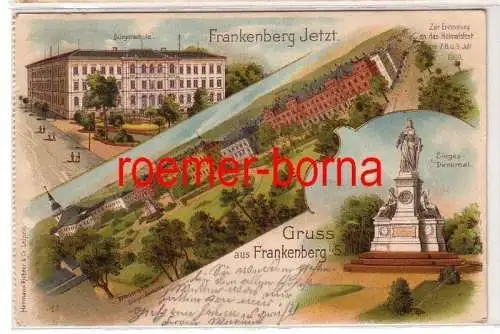 81225 Ak Lithographie Gruss aus Frankenberg in Sachsen jetzt 1900