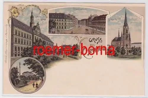 82000 Ak Lithografie Gruss aus Chemnitz Johannisgasse usw. um 1900