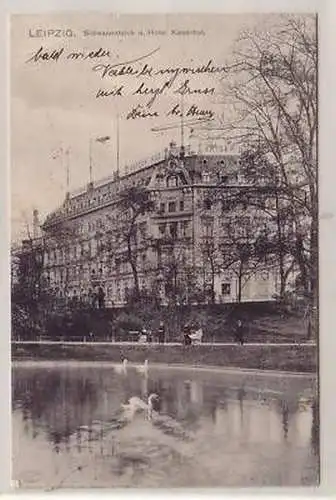 32/5 Ak Leipzig Schwanenteich Hotel Kaiserhof 1908