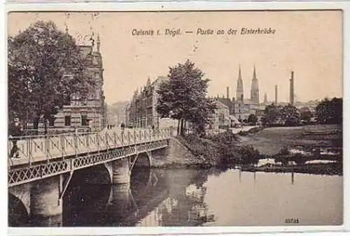 29367 Ak Oelsnitz i.V. Partie an der Elsterbrücke 1912