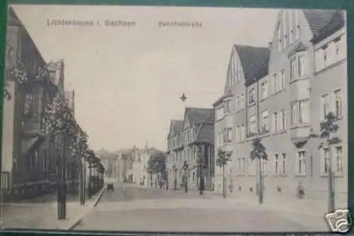 schöne Feldpost Ak Lichtentanne i.Sa.Bahnhofstraße 1915