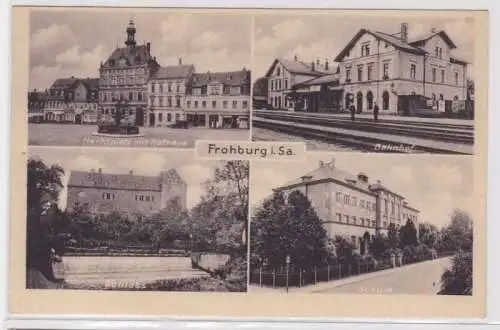 95845 Mehrbild Ak Frohburg in Sa. Bahnhof, Schule usw. 1950