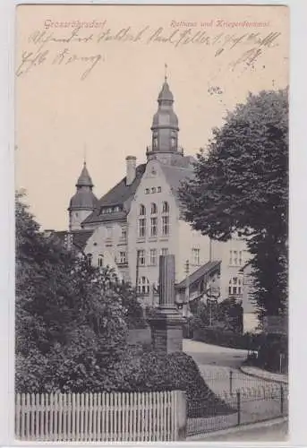 93194 Feldpost AK Grossröhrsdorf - Rathaus und Kriegerdenkmal 1915