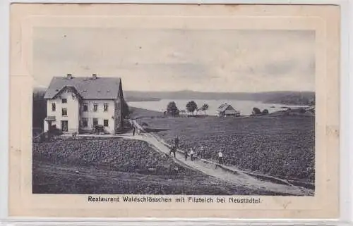 91601 Ak Restaurant Waldschlößchen mit Filzteich bei Neustädtl 1911