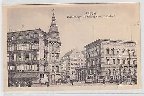 66260 Ak Leipzig Eingang zur Petersstraße mit Reichsbank 1920