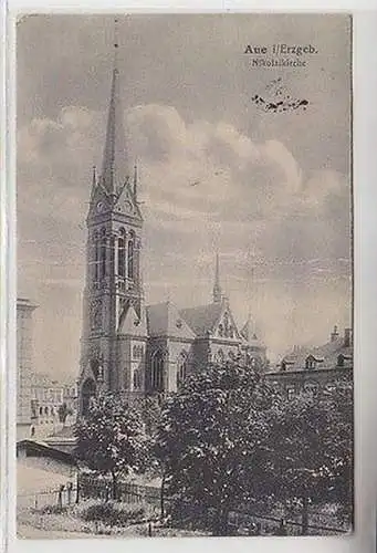 66376 Feldpost Ak Aue im Erzgebirge Nikolaikirche 1918