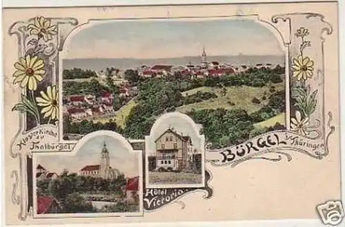 32874 Ak Lithographie Bürgel in Thüringen Hotel um 1910