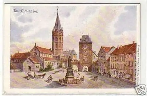 26274 Ak Lithographie Das Nicolaithor um 1910