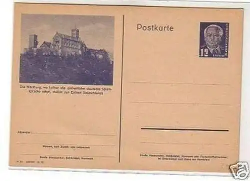 26577 Ganzsachen-Postkarte Eisenach Wartburg um 1950