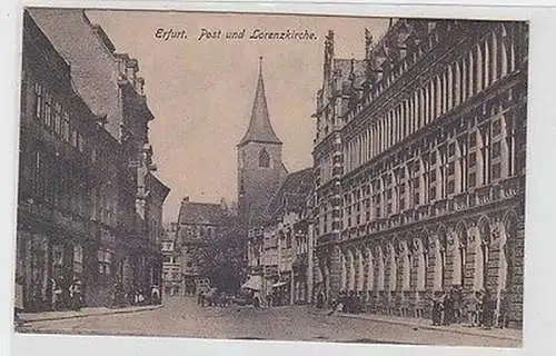 64117 Ak Erfurt Post und Lorenzkirche 1919