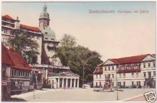 24123 Ak Sondershausen Marktplatz mit Schloß um 1910