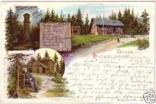 10604 Ak Litho Gruss vom Kickelhahn bei Ilmenau 1899