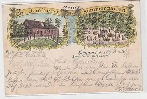 64589 Ak Lithographie Gruß aus Ch. Jachens Sommergarten Stendorf bei Burg Lesum