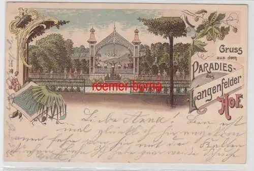 60419 Ak Lithographie Hamburg Gruß aus dem Paradies des Langenfelder Hof 1900