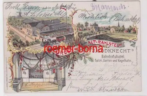 85196 Ak Lithographie Gruß aus Alt-Rahlstedt Bahnhofshotel 1901