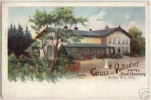 11362 Ak Litho Gruß aus Volksdorf Hotel "Stadt Hamburg"