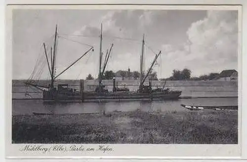 51426 Ak Mühlberg (Elbe) Partie am Hafen um 1940