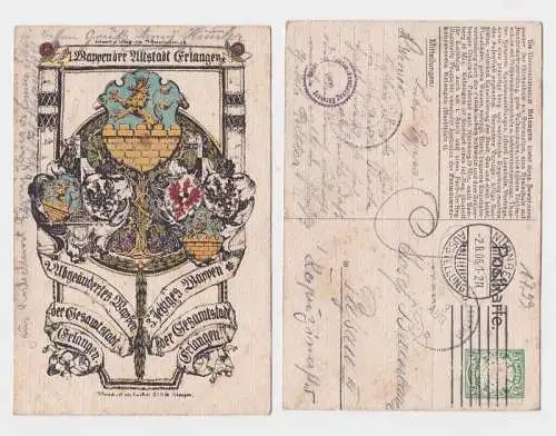 63878 Ganzsachen Ak Wappen der der Gesamtstadt Erlangen 1906