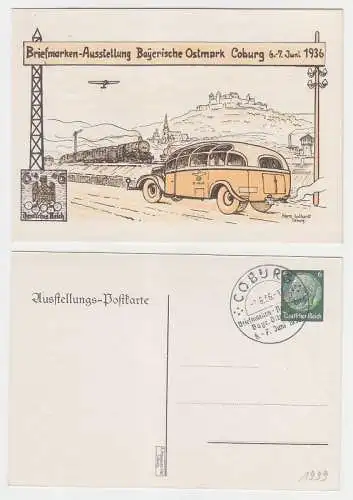 67896 Ak Ganzsache Briefmarken-Ausstellung Bayerische Ostmark Coburg 6.-7.6.1936