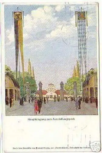 00806 Ak München Haupteingang zum Ausstellungspark 1923