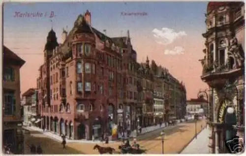 13929 Feldpost Ak Karlsruhe Kaiserstrasse 1917