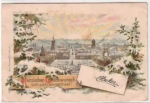 65920 Ak Lithographie Karlsruhe Winteransicht 1896