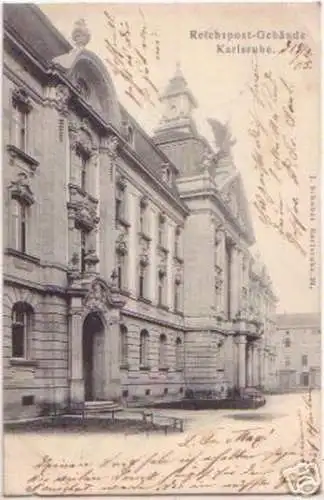 16658 Ak Reichspost Gebäude Karlsruhe 1905