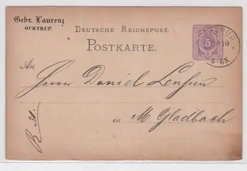 87992 DR Ganzsachen Postkarte P5 Zudruck Gebrüder Laurenz Ochtrup 1878