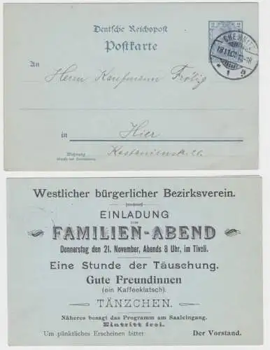 87885 DR Ganzsachen Postkarte P49 Zudruck Westl. bürgerl. Bezirksverein Chemnitz