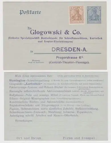 80736 Ganzsachen Postkarte P63 Zudruck Glogowski & Co. Spezialgeschäft Dresden