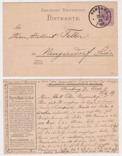 74395 DR Ganzsachen Postkarte P18 Zudruck Herold'sche Buchhandlung Hamburg 1889