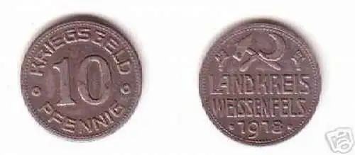 seltene Münze Notgeld 10 Pfennig Weissenfels 1918