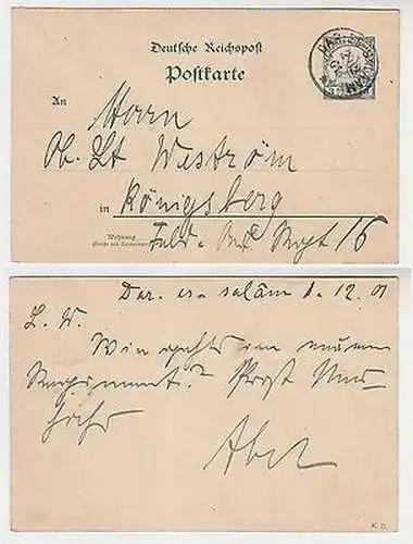 65480 Ganzsachenkarte Deutsch Ostafrika mit Stempel Dar-es Salam1901