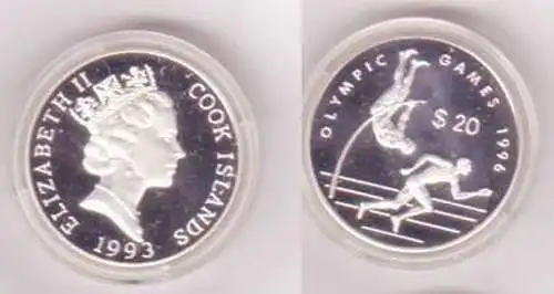 20 Dollar Silber Münze Cook Insel Olympiade 1996