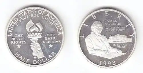 1/2 Dollar Silber Münze USA James Madison 1993 (111351)