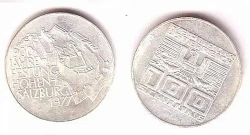 100 Schilling Silber Münze 900 Jahre Festung Hohen-Salzburg 1977