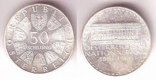 50 Schilling Silber Münze Österreichische Nationalbank 1816-1966