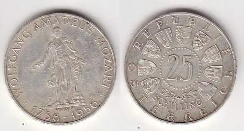 25 Schilling Silber Münze Österreich Mozart 1956