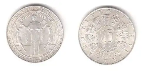 25 Schilling Silber Münze Österreich Wiedereröffnung der Bundestheater (112197)