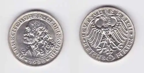 Silber Münze 3 Mark Albrecht Dürer 1928 D Jäger 332 (135375)